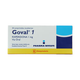 Goval (B) Risperidona 1mg 30 Comprimidos Recubiertos