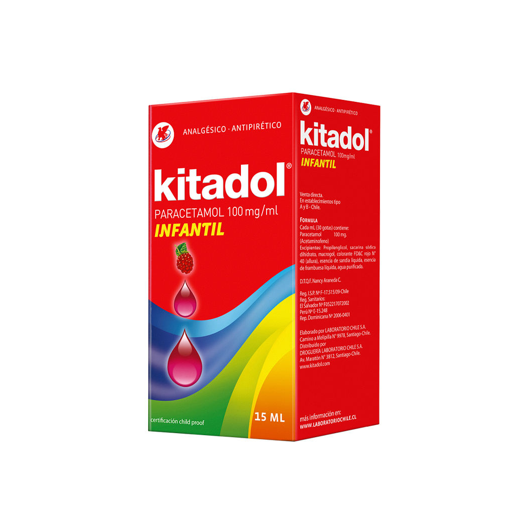 Kitadol Infantil Gotas 15ml. Paracetamol 100mg. Productos Salcobrand