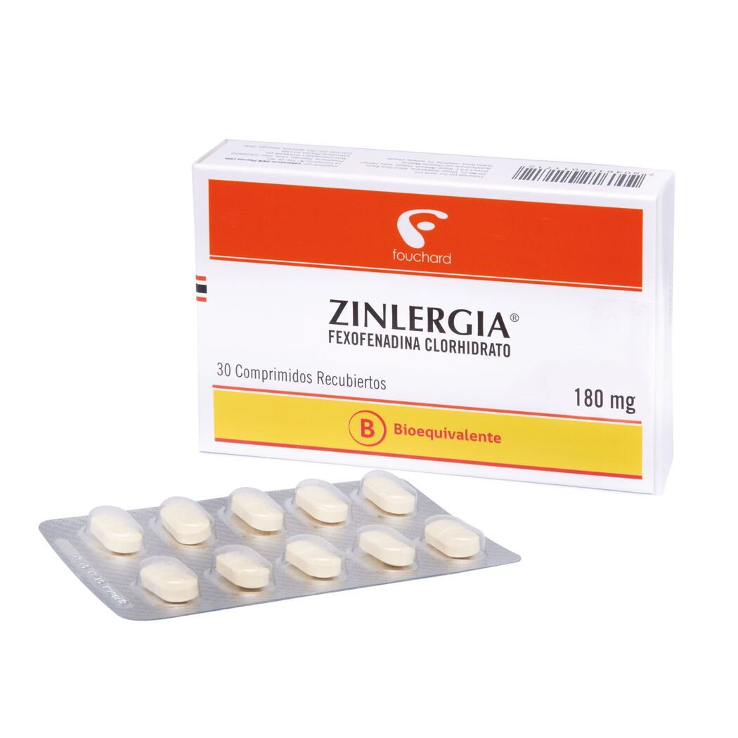 Zinlergia (B) Fexofenadina 180mg 30 Comprimidos Recubiertos