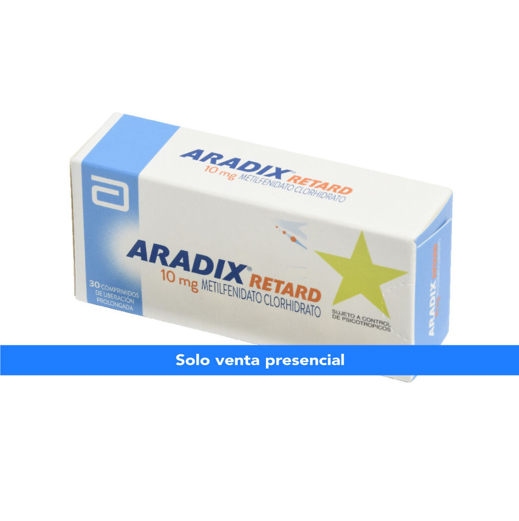 Aradix Retard Metilfenidato Clorhidrato 10 mg 30 Com. Productos